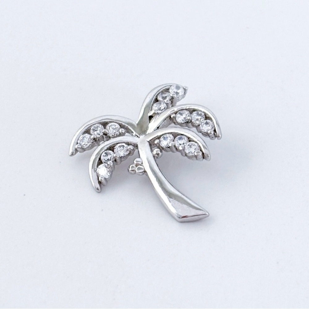 Sterling Silver Cubic Zirconia Palm Tree Pendant